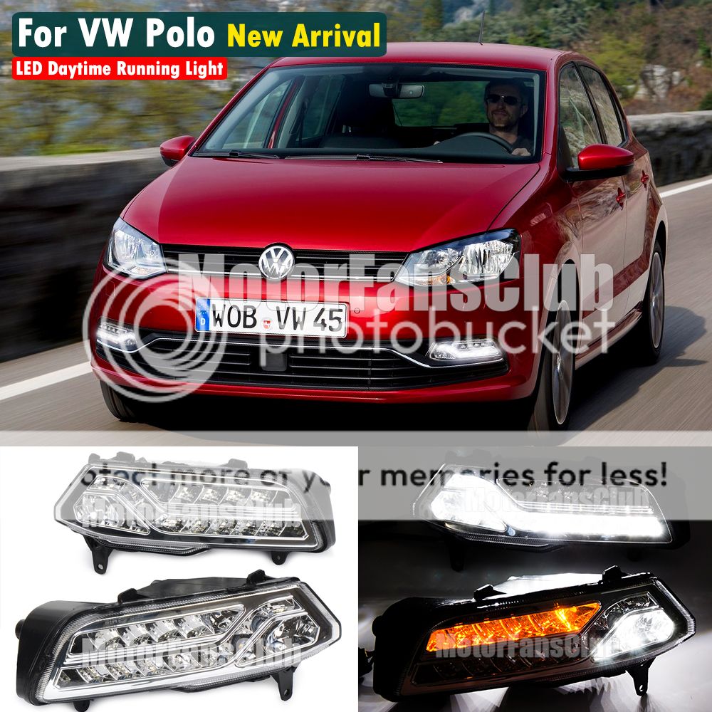 LED Daytime Running Light For VW Polo Fog Lamp DRL 2014 2015 With Turn